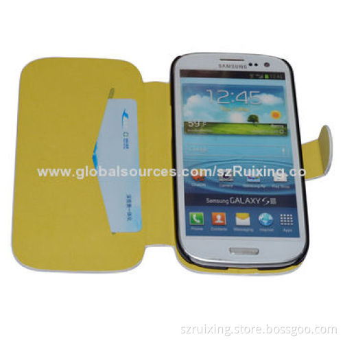 Stock Item Twill Veins Leather Case for Samsung Galaxy S3/I9300, with Stand Function